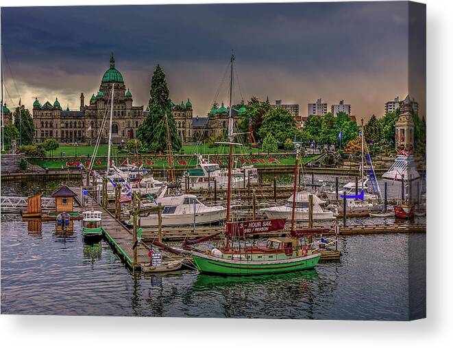 Harbor Canvas Print featuring the photograph Harbor and Parliament Building #2 by Darryl Brooks