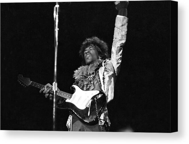 Music Canvas Print featuring the photograph Jimi At Monterey #2 by Michael Ochs Archives