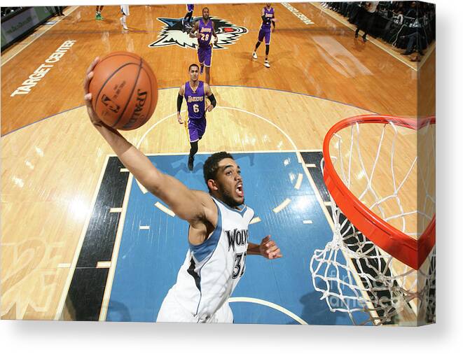 Karl-anthony Towns Canvas Print featuring the photograph Los Angeles Lakers V Minnesota by David Sherman