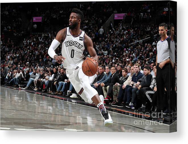 Nba Pro Basketball Canvas Print featuring the photograph Miami Heat V Brooklyn Nets by Nathaniel S. Butler