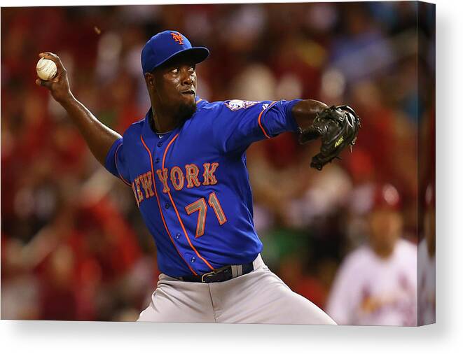 Relief Pitcher Canvas Print featuring the photograph New York Mets V St. Louis Cardinals by Dilip Vishwanat