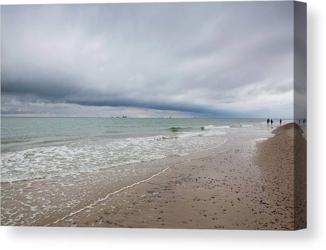 Denmark Canvas Print featuring the photograph On the beach in Skagen after heavy rain, Denmark. #2 by Radomir Rezny