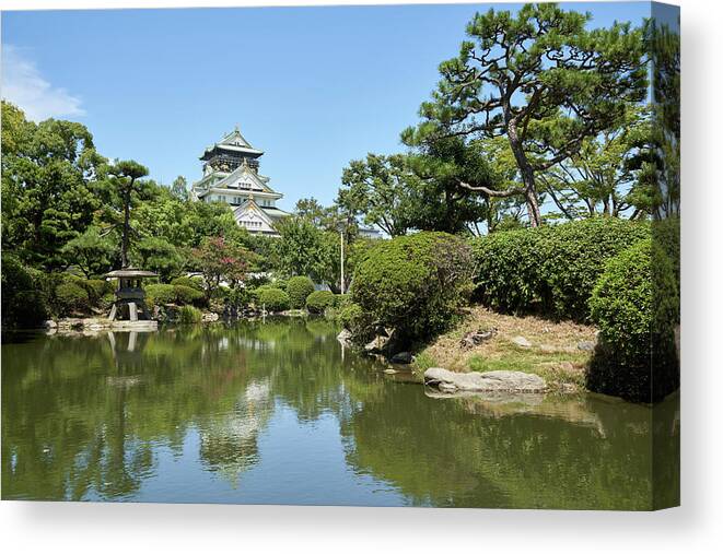 Asian Canvas Print featuring the photograph Osaka Castle In Osaka In Summer. Japan. #2 by Cavan Images