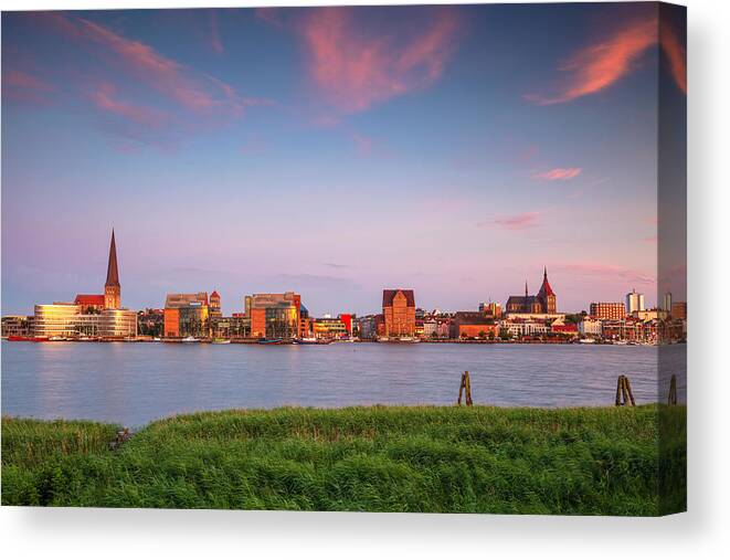 Landscape Canvas Print featuring the photograph Rostock, Germany. Cityscape Image #2 by Rudi1976