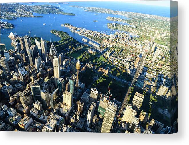 Shadow Canvas Print featuring the photograph Sydney Downtown - Aerial View #2 by Btrenkel