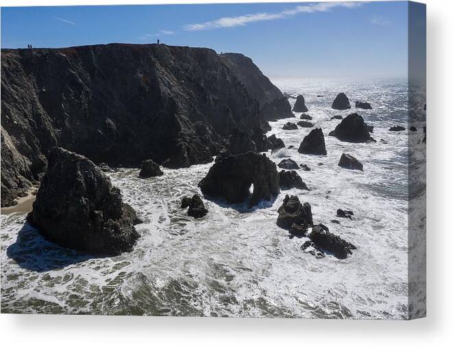 Landscapeaerial Canvas Print featuring the photograph The Pacific Ocean Crashes #2 by Ethan Daniels