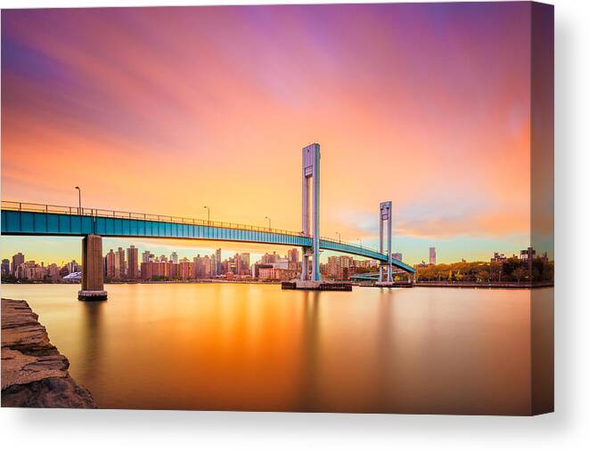 Landscape Canvas Print featuring the photograph Wards Island Bridge Crossing The Harlem #2 by Sean Pavone