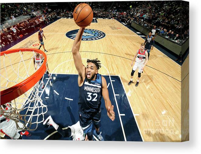 Karl-anthony Towns Canvas Print featuring the photograph Washington Wizards V Minnesota by David Sherman
