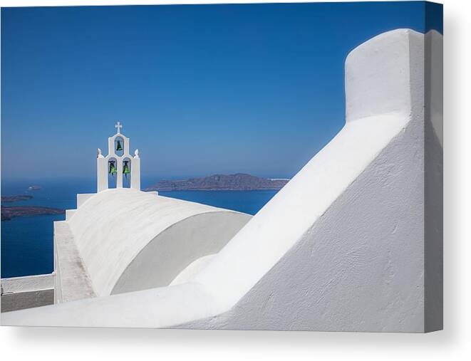Landscape Canvas Print featuring the photograph White Wash Staircases On Santorini #2 by Levente Bodo