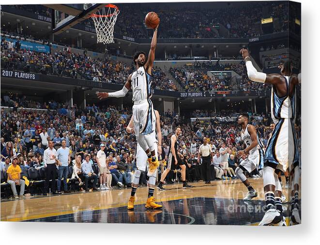 Mike Conley Canvas Print featuring the photograph San Antonio Spurs V Memphis Grizzlies - #26 by Joe Murphy