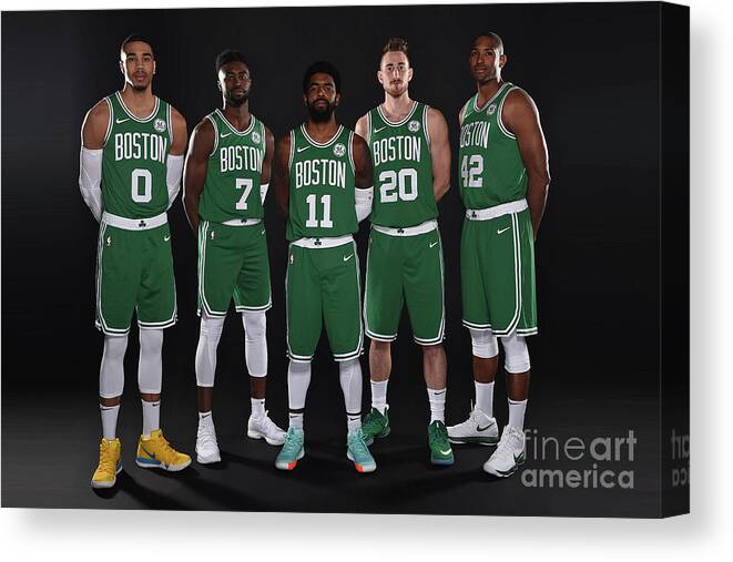Jayson Tatum Canvas Print featuring the photograph 2018-19 Boston Celtics Media Day by Brian Babineau