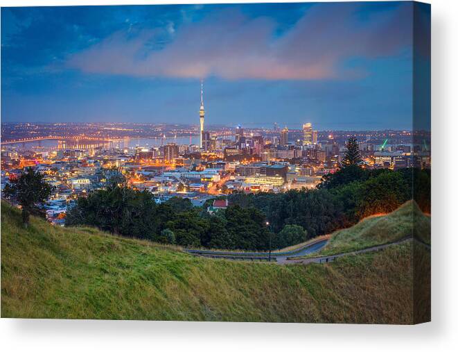 Landscape Canvas Print featuring the photograph Auckland. Cityscape Image Of Auckland #3 by Rudi1976