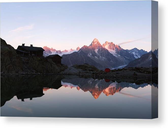 Landscape Canvas Print featuring the photograph Colourful Sunset On Lac Blanc Lake #3 by Ivan Kmit