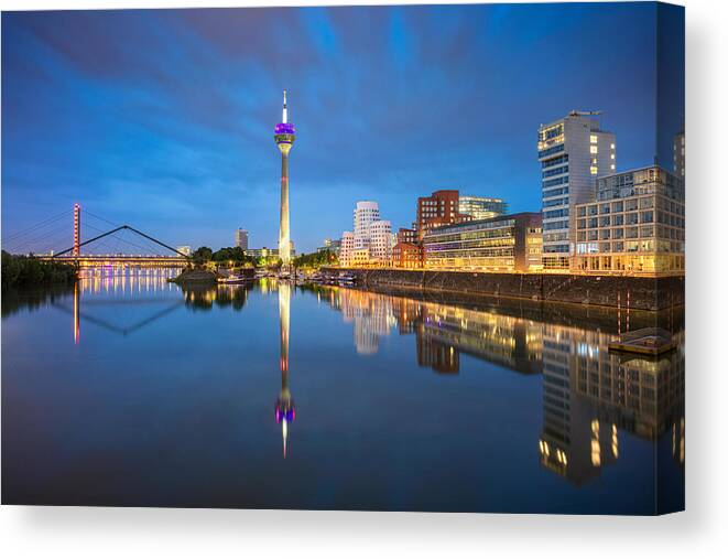 Landscape Canvas Print featuring the photograph Dusseldorf, Germany. Cityscape Image #3 by Rudi1976
