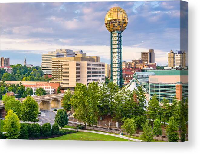 Landscape Canvas Print featuring the photograph Knoxville, Tennessee, Usa Downtown #3 by Sean Pavone