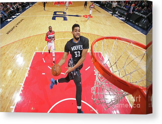 Karl-anthony Towns Canvas Print featuring the photograph Minnesota Timberwolves V Washington by Ned Dishman