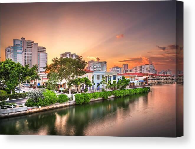 Landscape Canvas Print featuring the photograph Naples, Florida, Usa Downtown Skyline #3 by Sean Pavone