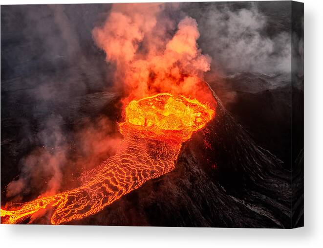 Volcano Canvas Print featuring the photograph Volcano Eruption #3 by James Bian
