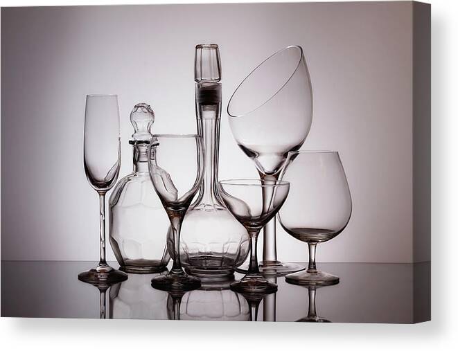 Decanter Canvas Print featuring the photograph Wine Decanters with Glasses #3 by Tom Mc Nemar