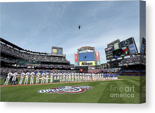 American League Baseball Canvas Print featuring the photograph Atlanta Braves V New York Mets #4 by Elsa