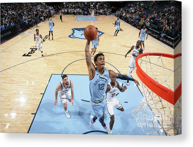 Nba Pro Basketball Canvas Print featuring the photograph Brooklyn Nets V Memphis Grizzlies by Joe Murphy