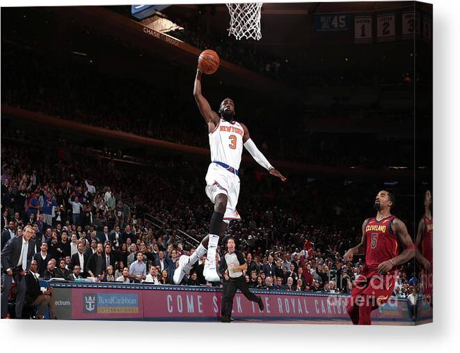 Tim Hardaway Jr. Canvas Print featuring the photograph Cleveland Cavaliers V New York Knicks by Nathaniel S. Butler