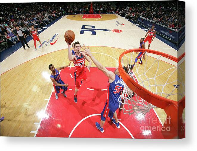 Tomas Satoransky Canvas Print featuring the photograph Detroit Pistons V Washington Wizards #4 by Ned Dishman