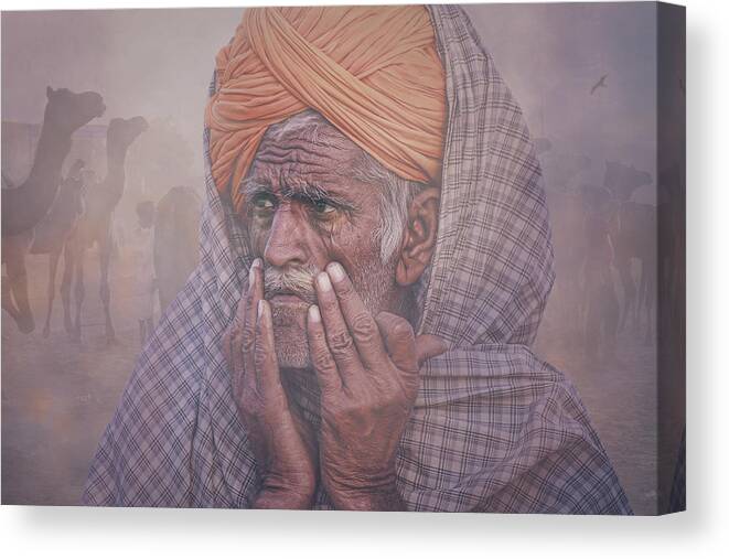 Pushkar Canvas Print featuring the photograph Old Rajasthani Man #4 by Svetlin Yosifov