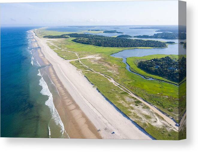 Landscapeaerial Canvas Print featuring the photograph The Cold Waters Of The Atlantic Ocean #4 by Ethan Daniels