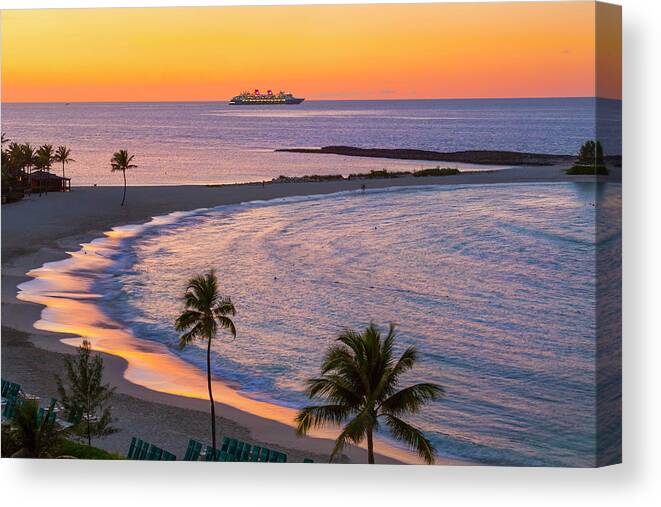 Estock Canvas Print featuring the digital art Tropical Beach With Palm Trees #4 by Pietro Canali