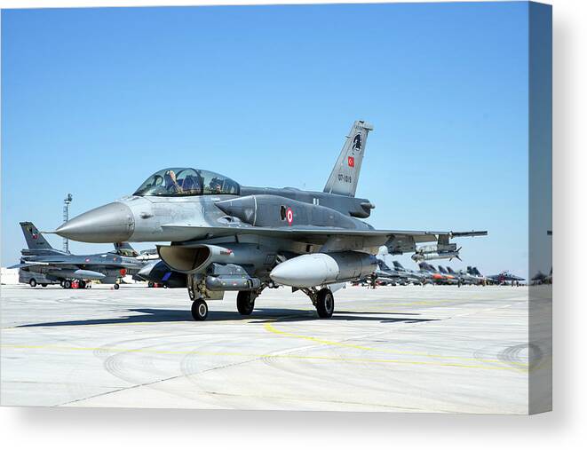 Turkey Canvas Print featuring the photograph Turkish Air Force F-16d Fighting Falcon #4 by Daniele Faccioli