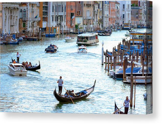 Sea Canvas Print featuring the photograph Venice, Italy - August 7, 2014 Gondolas #4 by Ivan Kmit