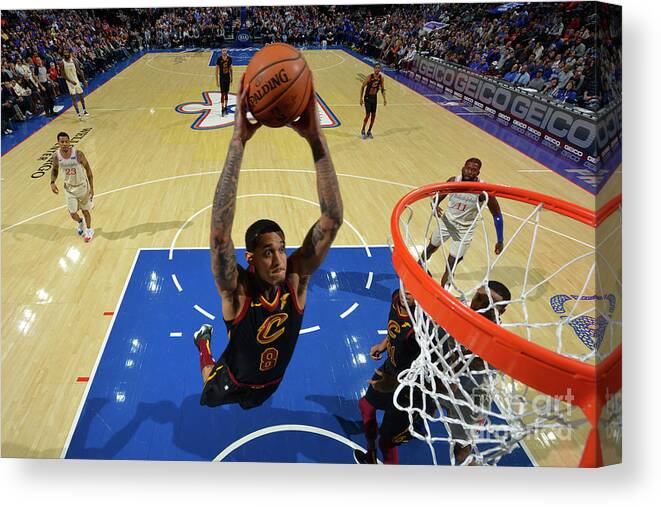 Jordan Clarkson Canvas Print featuring the photograph Cleveland Cavaliers V Philadelphia 76ers by Jesse D. Garrabrant