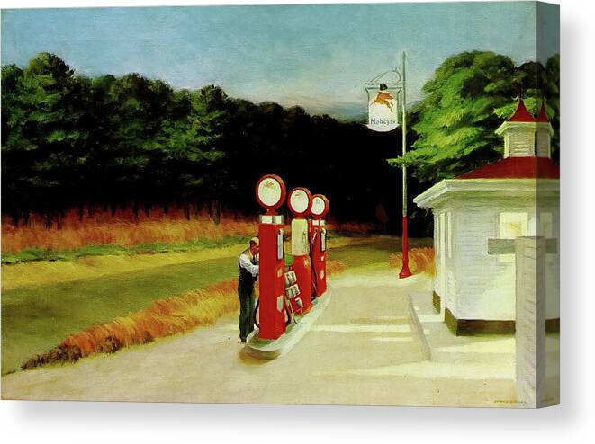 Edward Hopper Canvas Print featuring the painting Gas by Edward Hopper