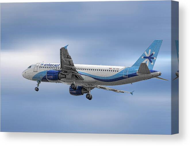 Interjet Canvas Print featuring the mixed media Interjet Airbus A320-214 #5 by Smart Aviation