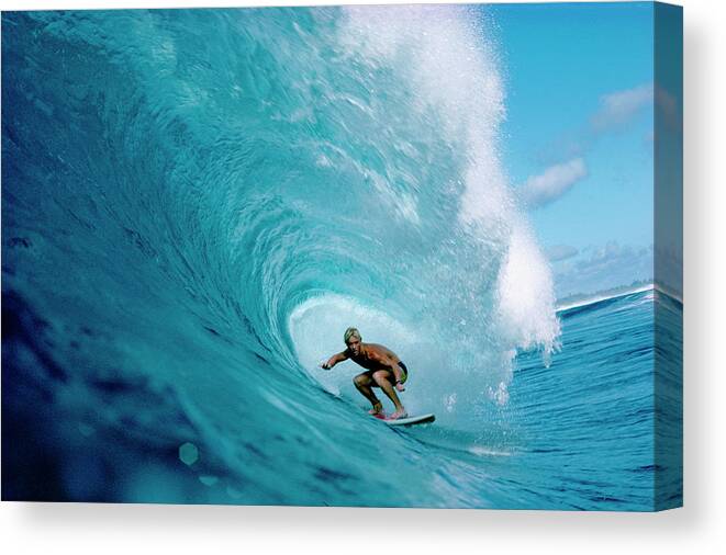 Photography Canvas Print featuring the photograph Man Surfing In The Sea #5 by Panoramic Images