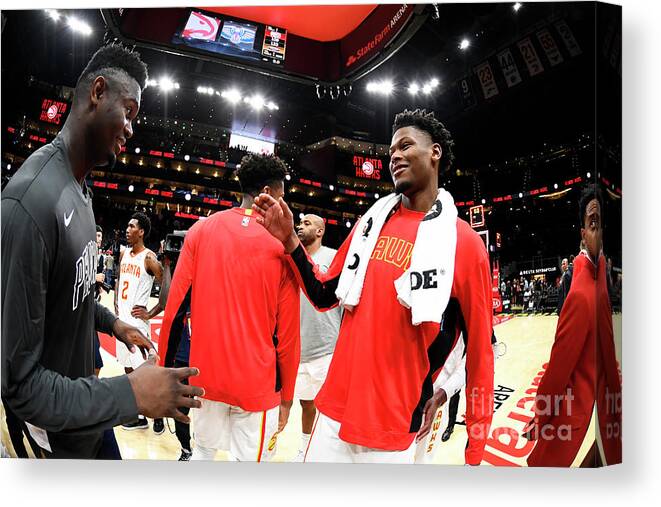 Zion Williamson Canvas Print featuring the photograph New Orleans Pelicans V Atlanta Hawks by Scott Cunningham