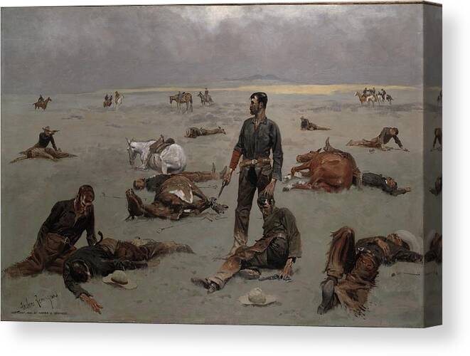 Figurative Canvas Print featuring the painting What An Unbranded Cow Has Cost by Frederic Remington