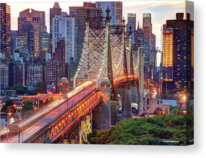 Architectural Column Canvas Print featuring the photograph 59th Street Bridge by Tony Shi Photography