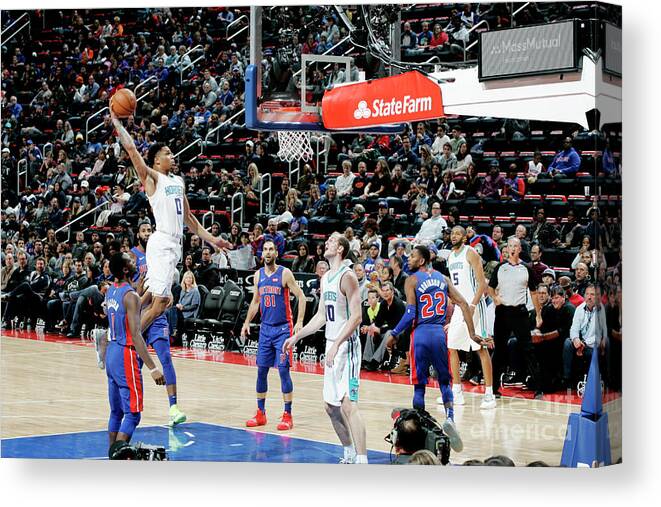 Nba Pro Basketball Canvas Print featuring the photograph Charlotte Hornets V Detroit Pistons by Brian Sevald