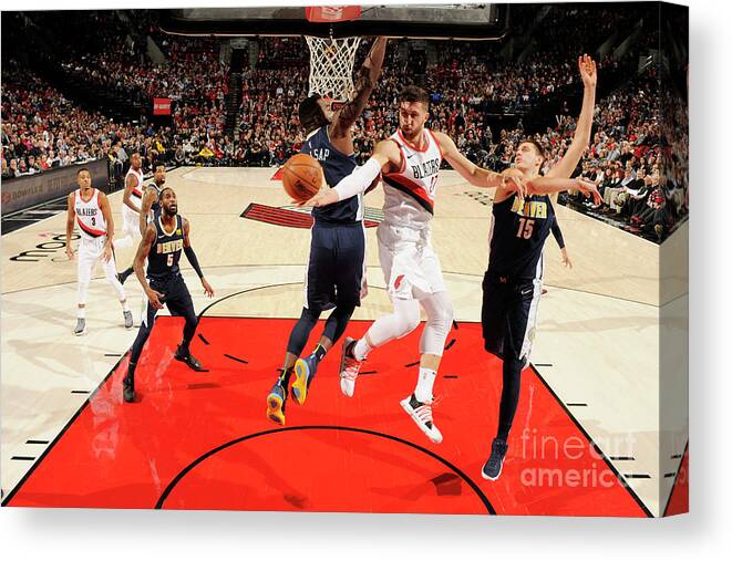 Jusuf Nurkic Canvas Print featuring the photograph Denver Nuggets V Portland Trail Blazers #6 by Cameron Browne