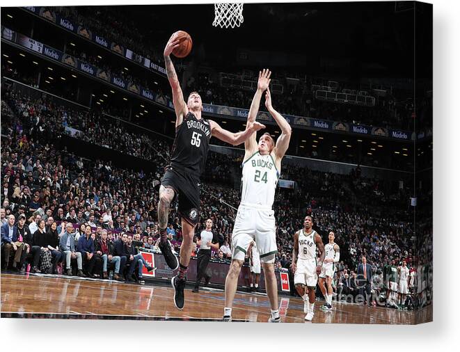 Nba Pro Basketball Canvas Print featuring the photograph Milwaukee Bucks V Brooklyn Nets by Nathaniel S. Butler