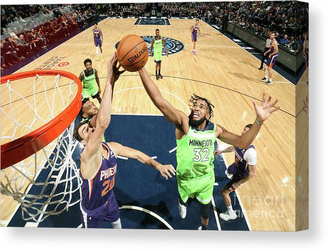Karl-anthony Towns Canvas Print featuring the photograph Phoenix Suns V Minnesota Timberwolves #6 by David Sherman