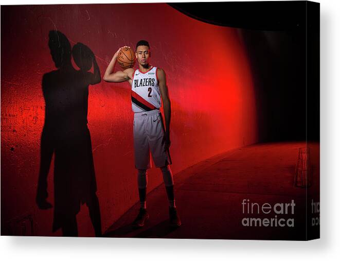 Media Day Canvas Print featuring the photograph 2018-2019 Portland Trail Blazers Media by Sam Forencich