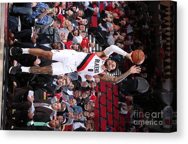 Nba Pro Basketball Canvas Print featuring the photograph Charlotte Hornets V Portland Trail by Sam Forencich