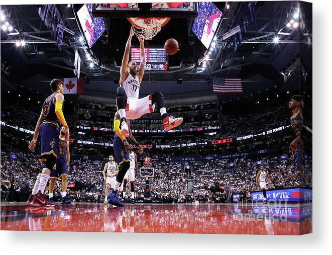 Playoffs Canvas Print featuring the photograph Cleveland Cavaliers V Toronto Raptors - by Mark Blinch