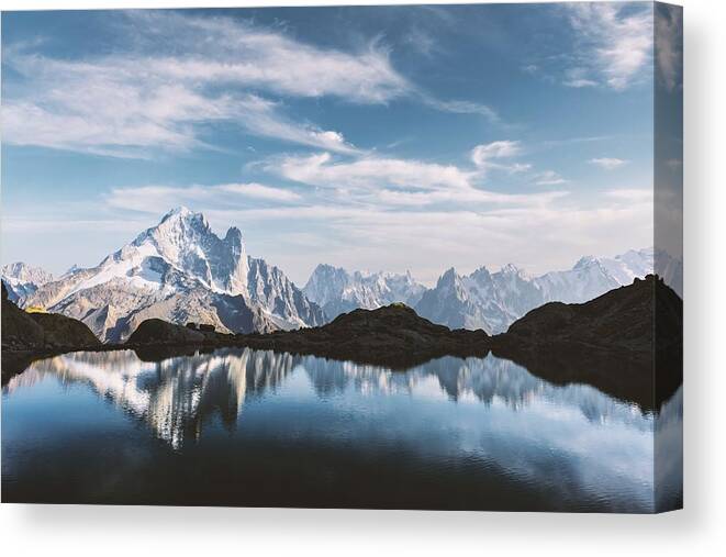 Landscape Canvas Print featuring the photograph Colourful Sunset On Lac Blanc Lake #7 by Ivan Kmit