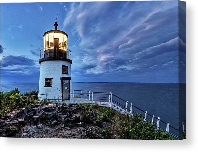 Estock Canvas Print featuring the digital art Lighthouse, Rockland Harbor, Me #7 by Claudia Uripos