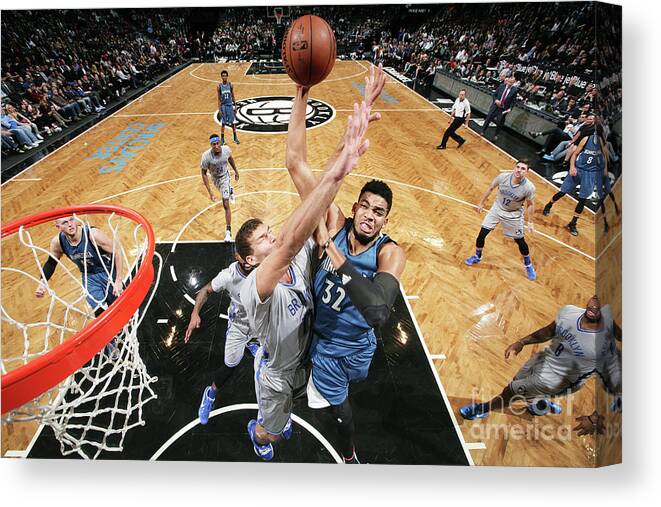 Nba Pro Basketball Canvas Print featuring the photograph Minnesota Timberwolves V Brooklyn Nets by Nathaniel S. Butler