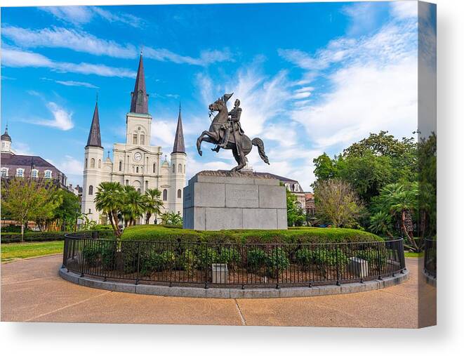 Landscape Canvas Print featuring the photograph New Orleans, Louisiana, Usa At Jackson #7 by Sean Pavone